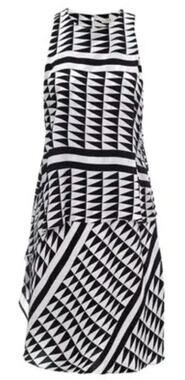 Edun 100% Silk Asymmetrical Tiered Tank Black Checkered Mini Dress sz 4